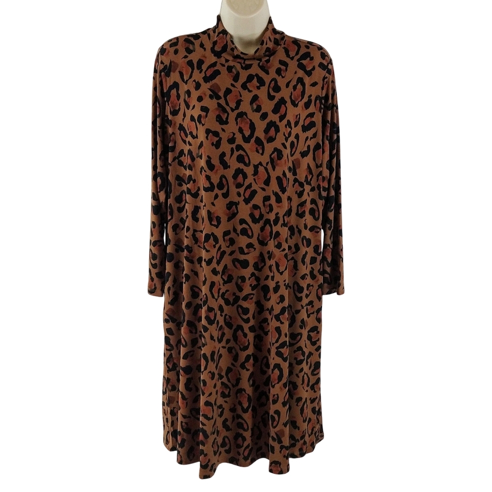 Susan Graver long sleeves stretchy animal print dress - Picture 2 of 8